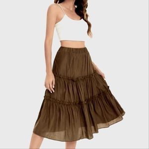 🦫 NWOT!! FAIRYCORE COTTAGECORE MIDI / MAXI BROWN SKIRT